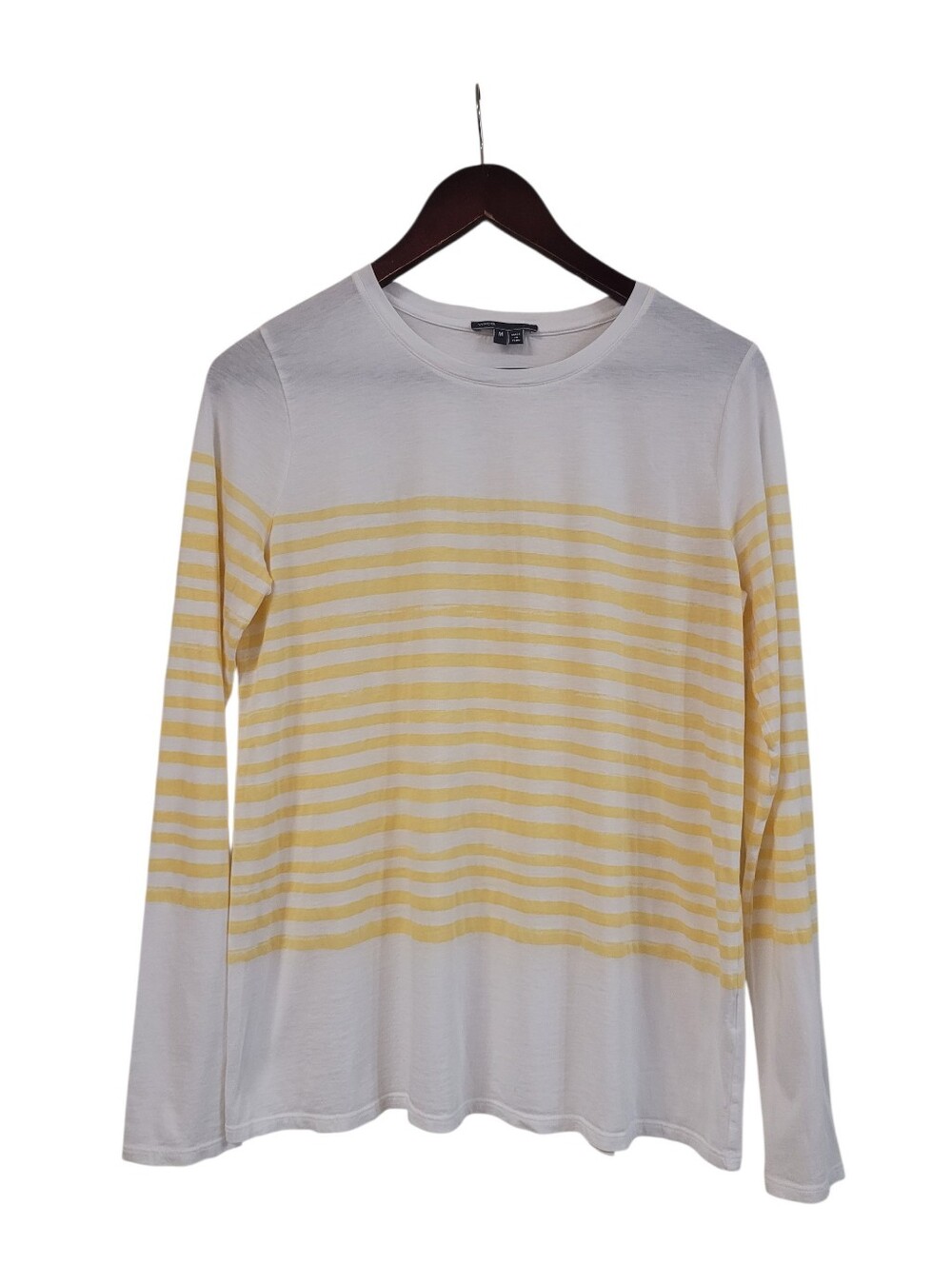 NWOT Vince Women's Yellow Striped Long Sleeve Top 100% Pima Cotton Medium